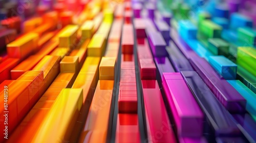 Abstract Rainbow Colored Blocks Pattern © lan