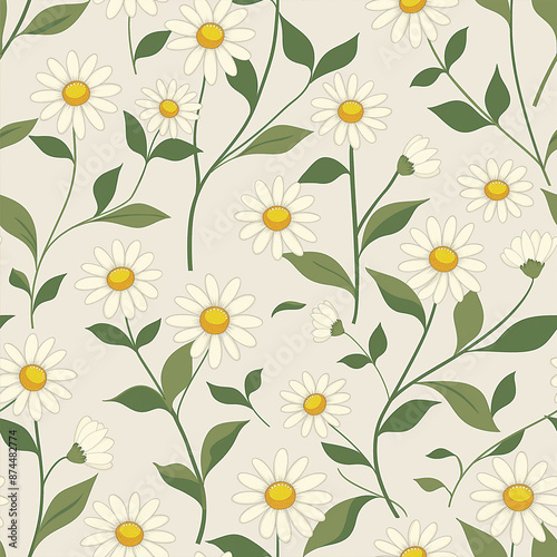 Daisy Classic Seamless Pattern, Daisy Seamless Pattern, Floral Seamless Pattern, Daisy Pattern, Floral Pattern