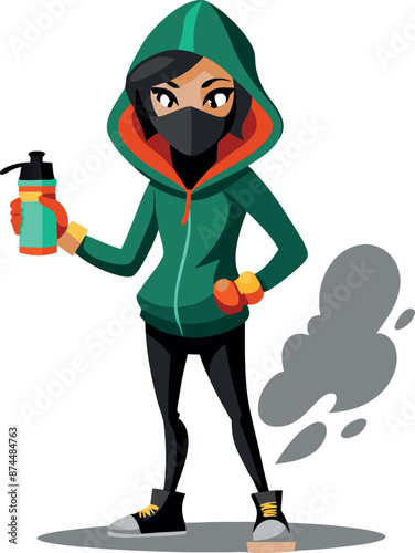 Cool Urban Character With Hoodie And Spray Paint