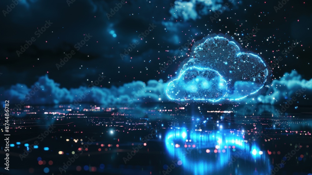 Obraz premium Cloud Computing Over City Lights