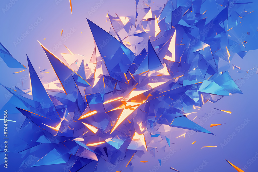 Abstract art with blue and orange shards Abstract art with blue and orange shards