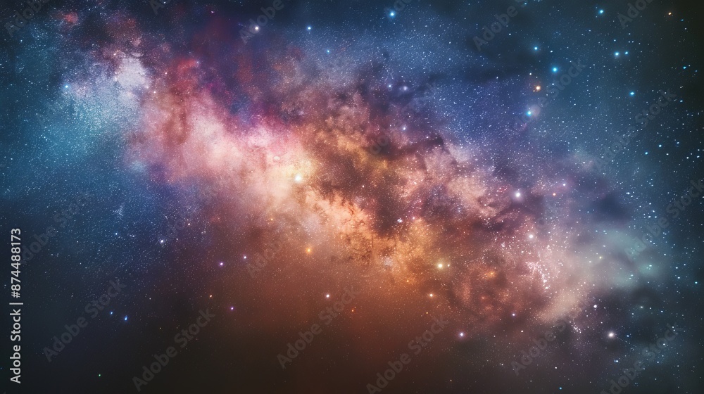 Fototapeta premium Stunning Visualization of the Milky Way Galaxy with Vivid Colors and Stars in Deep Space