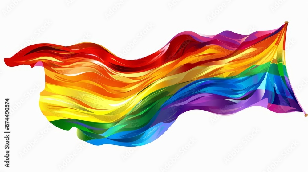 a random nations flag clipart, tiedye effect, hippie style, rainbow colors, isolated on white background