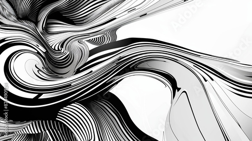 Black-and-White Background with Intricate Line Art