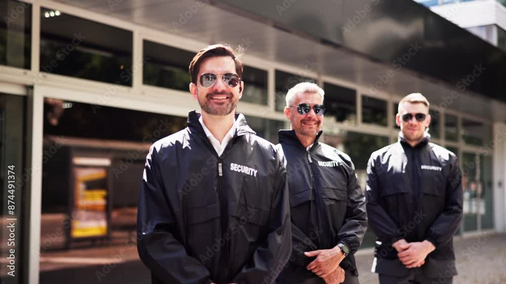 Professional Security Guard Ensuring Event Safety with His Close-knit Group Professional Security Guard Ensuring Event Safety with His Close-knit Group