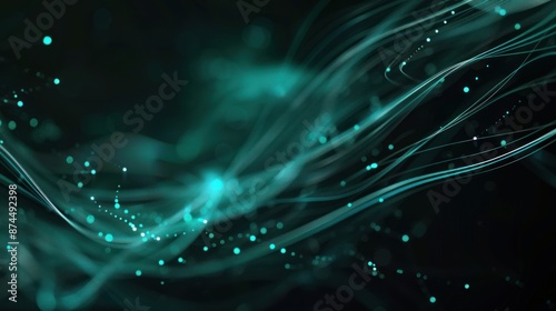 Abstract Teal and Black Swirling Lines Background