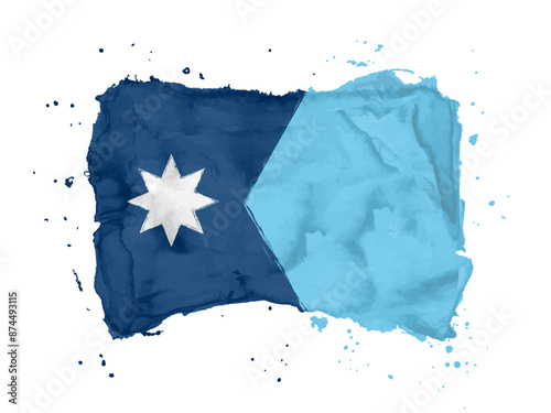 Flag of  Minnesota, brush stroke background.  New Flag State Minnesota of United States on white background. Watercolor style for your design.  USA. EPS10.