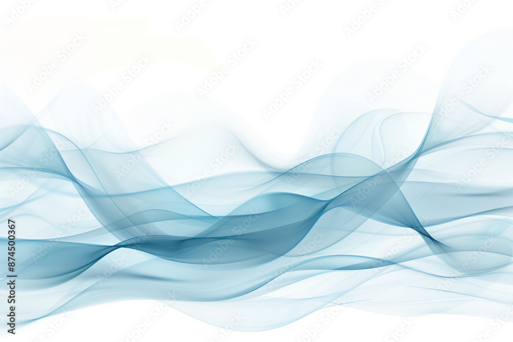 Obraz premium Soft blue waves on white background