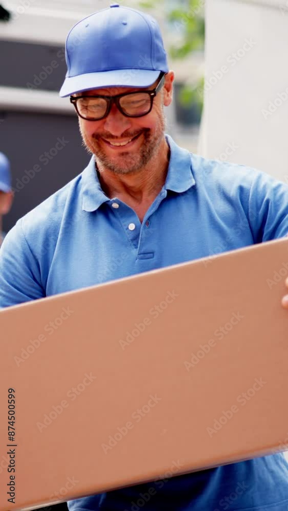 Truck Mover Unloading Van Carrying Boxes and Moving House: A Certified Mover Truck Mover Unloading Van Carrying Boxes and Moving House: A Certified Mover