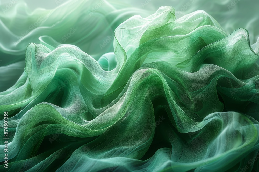 Obraz premium Monochrome green background. Lightweight textured fabric. Generative AI