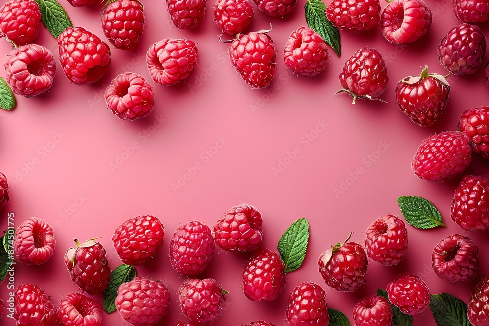 Macro shot of fresh, dew-covered raspberries with a soft-focus background. Raspberry banner. raspberry background.