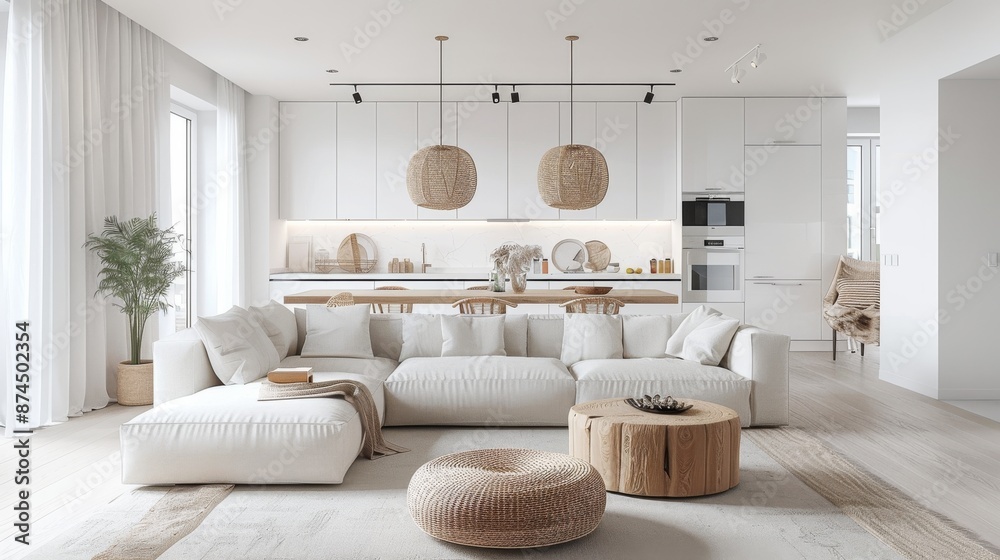 scandinavian interior design of modern living room ai generated Stock ...