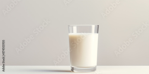 Glass of milk on the table on a light background, copy space