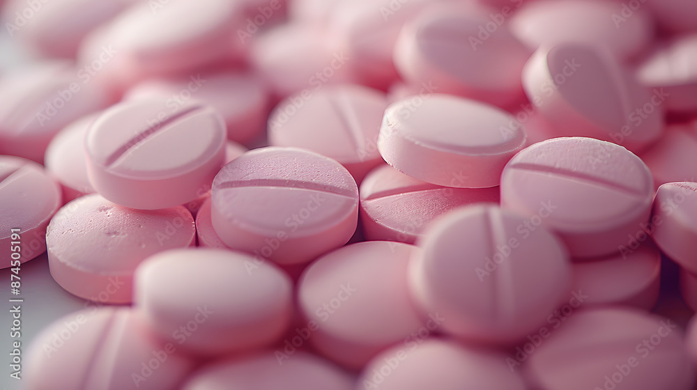 A closeup of a stack of magenta pills on a table, resembling petals of a sweet confectionery ingredient. It evokes thoughts of pink cuisine and plantbased dishes A closeup of a stack of magenta pills on a table, resembling petals of a sweet confectionery ingredient. It evokes thoughts of pink cuisine and plantbased dishes