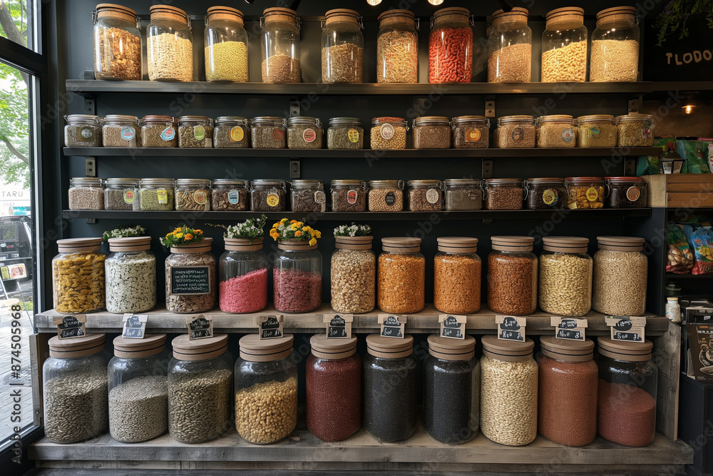 a many different jars of grains a many different jars of grains