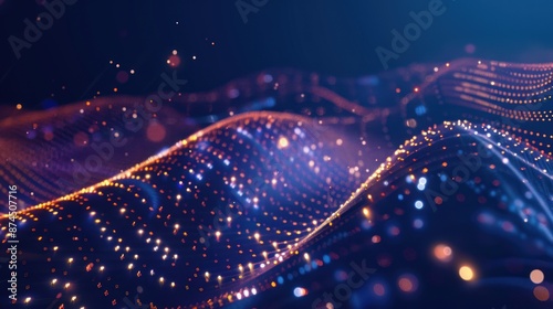 Abstract Digital Landscape with Glowing Particles