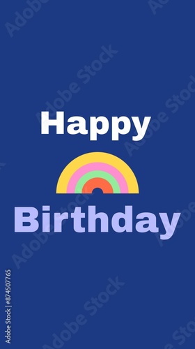 White Happy and Light White Birthday written on Beautiful Blue Background with Multi Colour Art