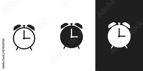 Simple alarm clock icon in 3 form.