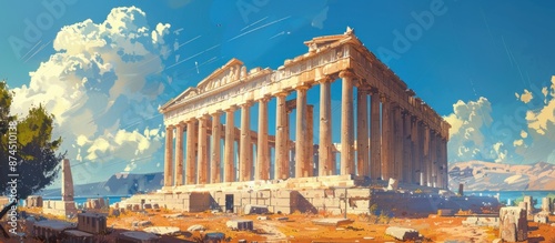 Ancient Greek Temple under a Sunny Sky