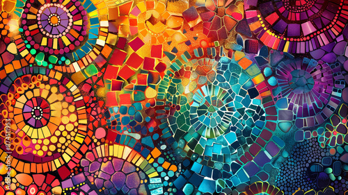 Dynamic Mosaic Pattern with Vibrant Colors