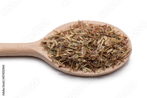willow tea plant on wooden spoon, png file