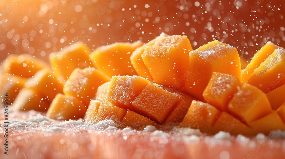 A pile of diced carrots on a wooden table with additional diced carrots nearby A pile of diced carrots on a wooden table with additional diced carrots nearby