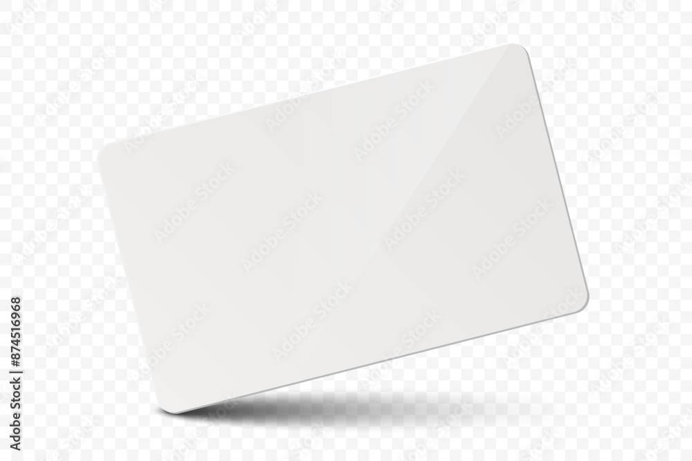 Vector White Gift Card, Certificate, Guest Room, Plastic Hotel Apartment Keycard, ID Card, Sale, Credit Card Design Template for Mockup, Branding. Top View