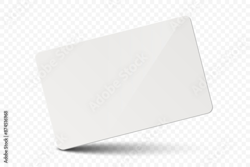 Vector White Gift Card, Certificate, Guest Room, Plastic Hotel Apartment Keycard, ID Card, Sale, Credit Card Design Template for Mockup, Branding. Top View