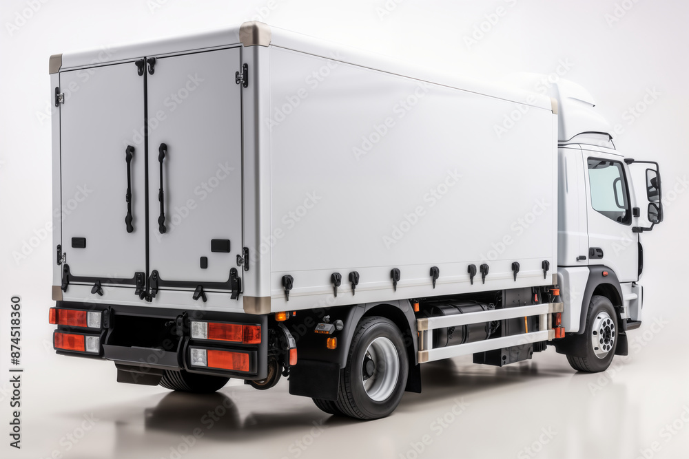 A clean white truck on white background, one object A clean white truck on white background, one object
