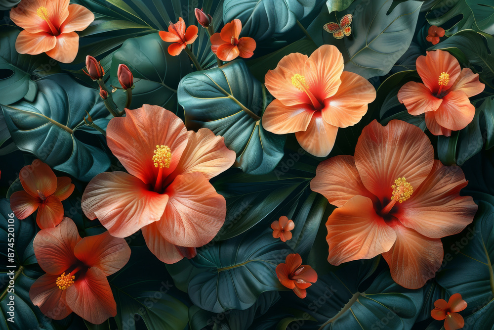 custom made wallpaper toronto digitalSeamless pattern Summer beautiful fantasy vintage wallpaper all tropical botanical flowers bunch,vintage motif for floral print digital background 