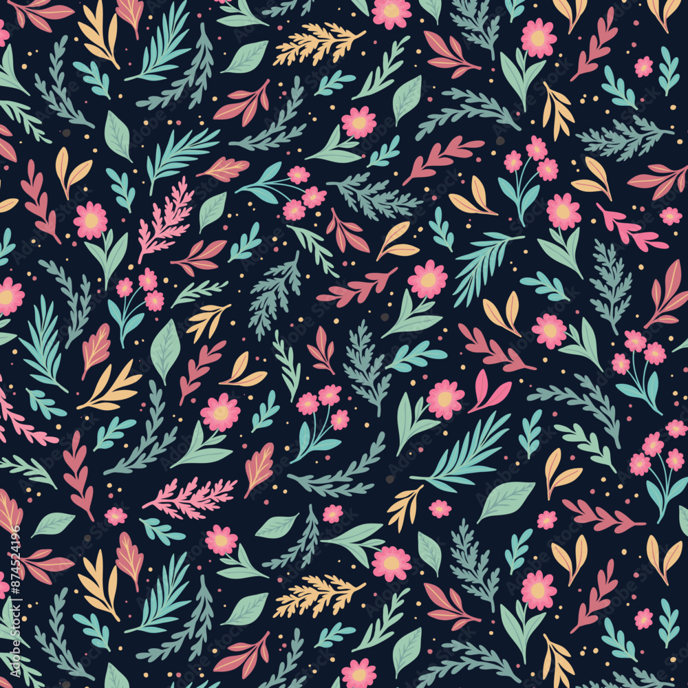 vector seamless bright small ditsy flower pattern, gentle spring summer mood hand drawn floral background print vector seamless bright small ditsy flower pattern, gentle spring summer mood hand drawn floral background print
