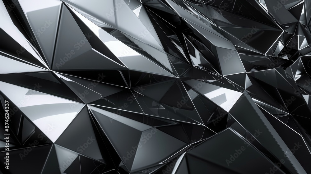 Abstract background in black, gray, and silver with geometric shapes, lines, triangles, and a 3D effect. Light, glow, shadow, and gradient create a futuristic, modern feel. Abstract background in black, gray, and silver with geometric shapes, lines, triangles, and a 3D effect. Light, glow, shadow, and gradient create a futuristic, modern feel.