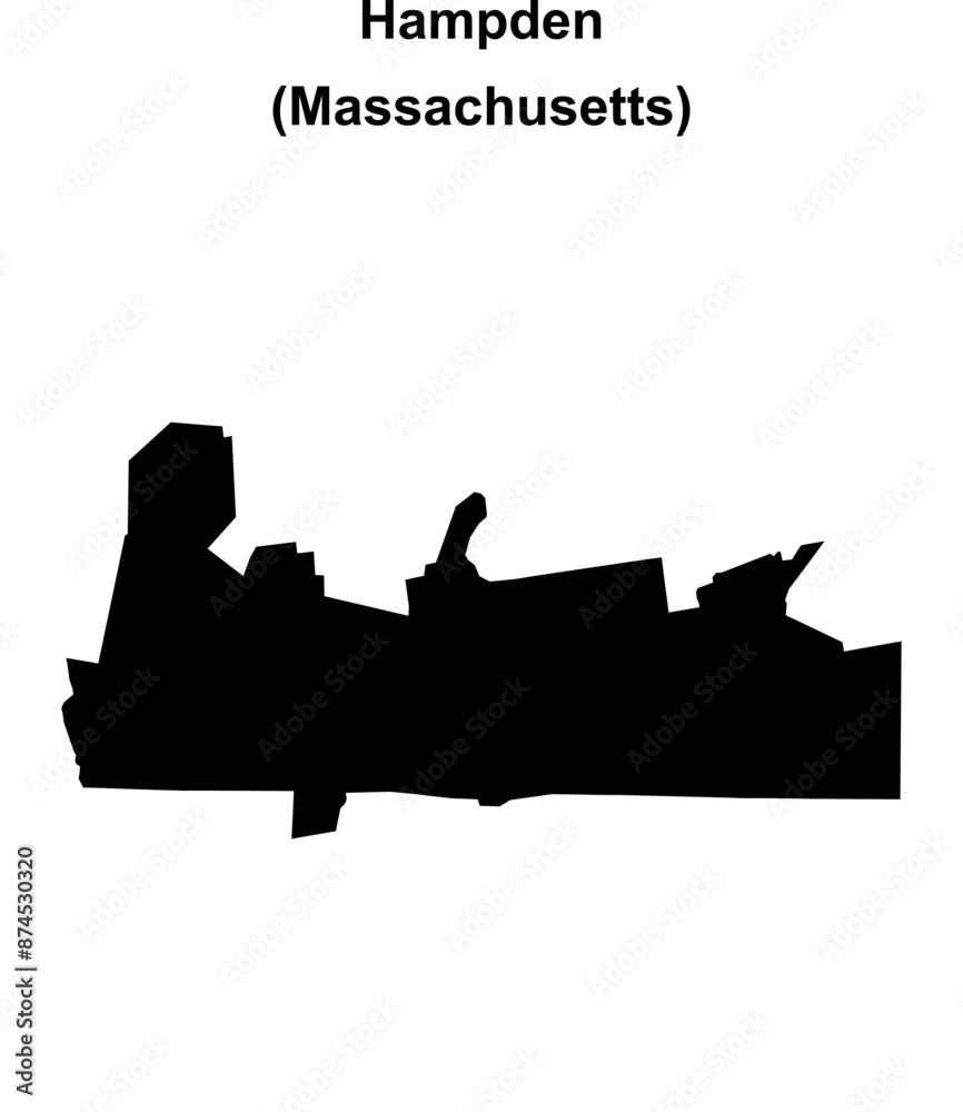 Naklejka premium Hampden County (Massachusetts) blank outline map