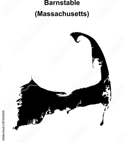 Barnstable County (Massachusetts) blank outline map photo