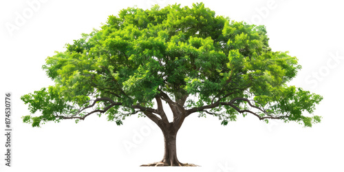 Green realistic huge tall wide tree cut out, isolated, transparent background - PNG.  photo