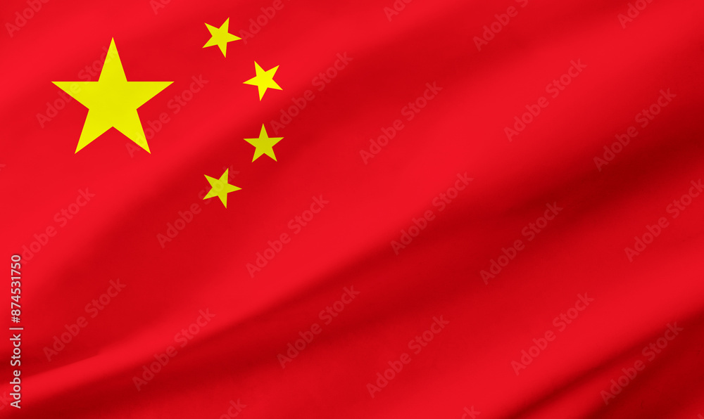 China flag background with waving fabric texture China flag background with waving fabric texture