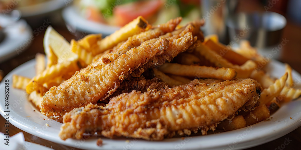 Fried catfish on the table Fried catfish on the table