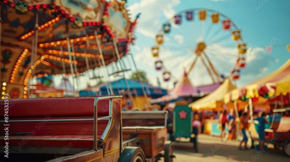 Lively amusement park with colorful rides, ferris wheel, and games Lively amusement park with colorful rides, ferris wheel, and games