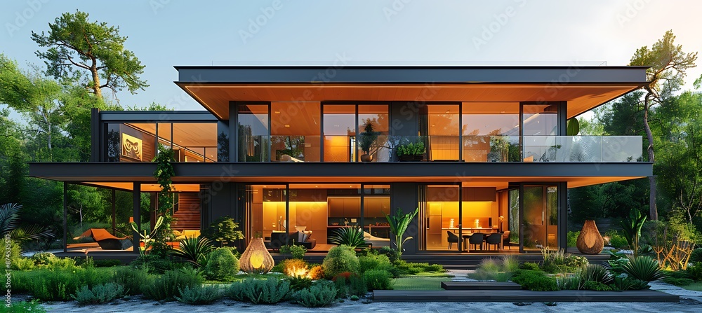 Generate a property infographic showcasing the sustainable development benefits of a Modern House, emphasizing eco-friendly features and investment potential Generate a property infographic showcasing the sustainable development benefits of a Modern House, emphasizing eco-friendly features and investment potential