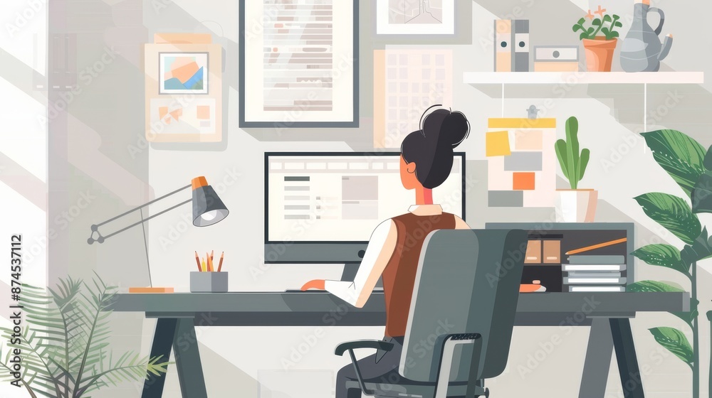 Asian Graphic designer working in office. Artist Creative Designer Illustrator Graphic Skill Concept. Asian Graphic designer working in office. Artist Creative Designer Illustrator Graphic Skill Concept.