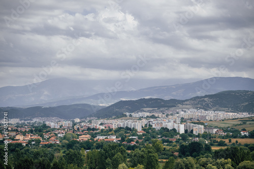 View of Blagoevgrad in Bulgaria and the surrounding mountains