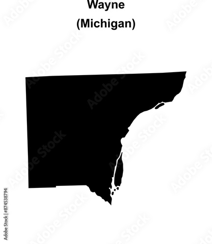 Wayne County (Michigan) blank outline map