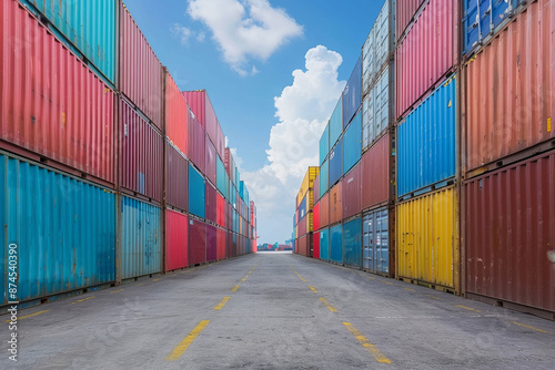 Wallpaper Mural A row of colorful shipping containers are stacked in a row Torontodigital.ca