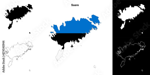 Saare county outline map set