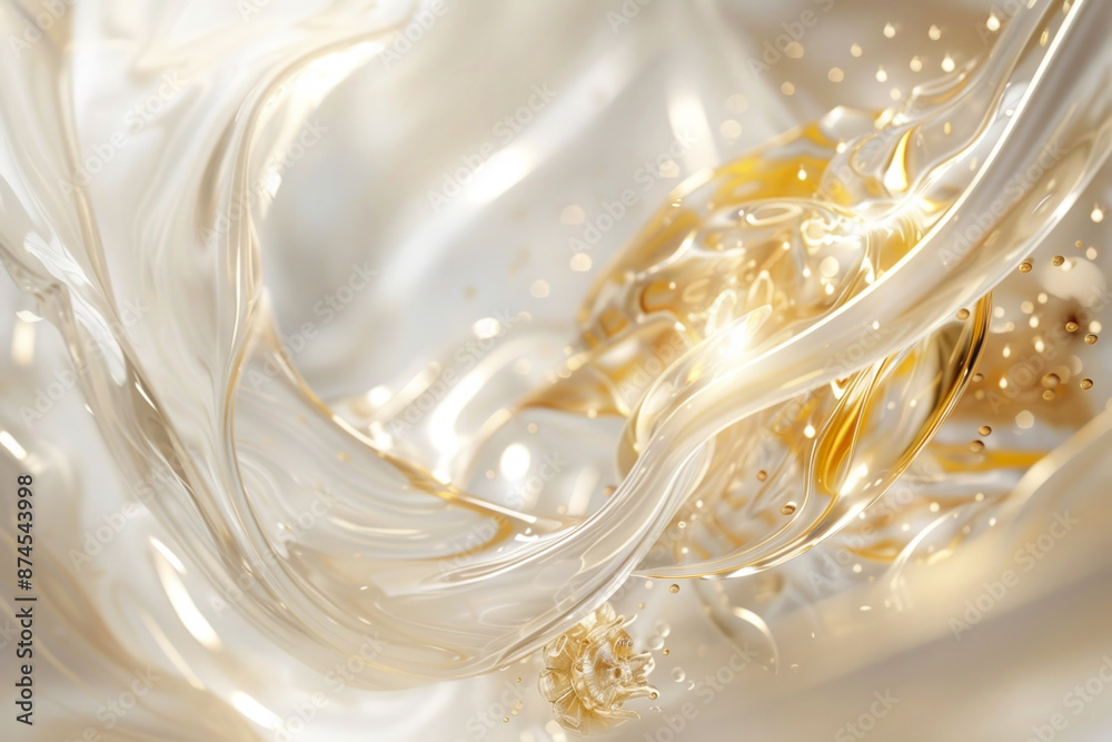 A gold and white swirl of water with a lot of sparkles A gold and white swirl of water with a lot of sparkles