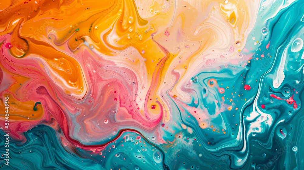 A colorful painting with a blue and yellow swirl A colorful painting with a blue and yellow swirl
