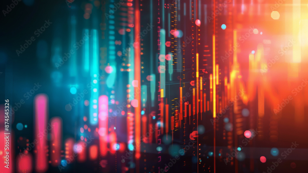 A colorful abstract image with a lot of lines and dots