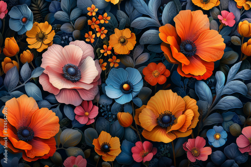 custom made wallpaper toronto digitalbeautiful fantasy vintage wallpaper Colorful pretty disco retro vibes botanical flower bunch,vintage motif for floral print digital background 