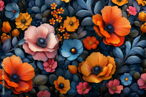 Wallpaper Mural beautiful fantasy vintage wallpaper Colorful pretty disco retro vibes botanical flower bunch,vintage motif for floral print digital background  Torontodigital.ca