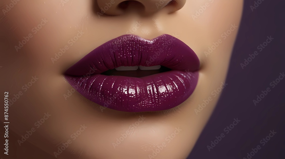 Cosmetics, makeup. Bright lipstick on lips. Closeup of beautiful female mouth with purple lip makeup. Part of face. Cosmetics, makeup and trends. Bright lip gloss and lipstick on lips. Closeup of beau Cosmetics, makeup. Bright lipstick on lips. Closeup of beautiful female mouth with purple lip makeup. Part of face. Cosmetics, makeup and trends. Bright lip gloss and lipstick on lips. Closeup of beau